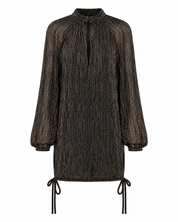 VESTIDO CORTO RAYAS ANUDADOS - NEGRO
