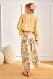 LONG SKIRT WITH EMBROIDERED FLOWERS AND SEQUINS - OFF-WHITE