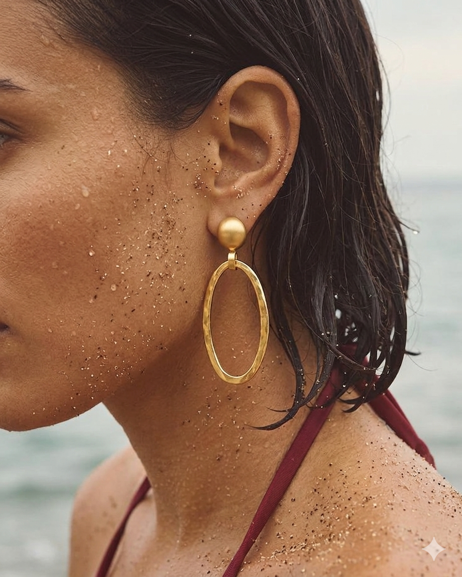 OVAL PENDANT EARRINGS - GOLD