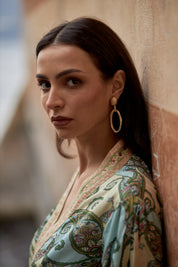 OVAL PENDANT EARRINGS - GOLD