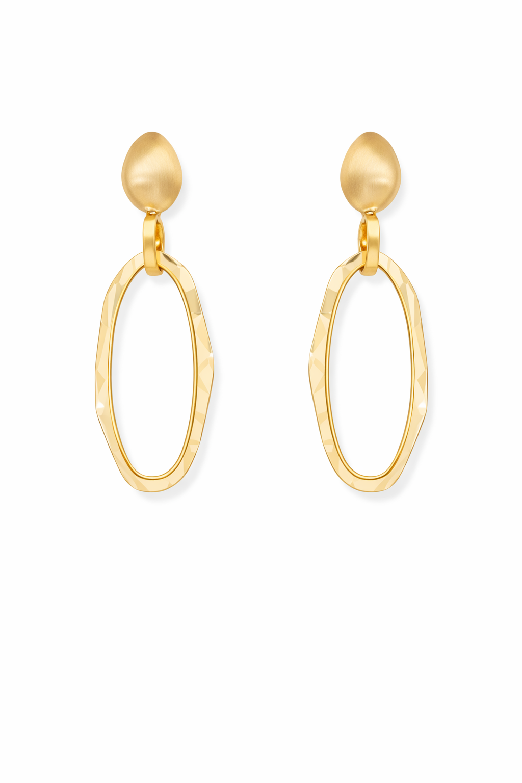 OVAL PENDANT EARRINGS - GOLD