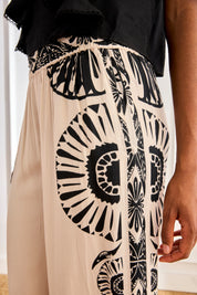 PANTALÓN ESTAMPADO BICOLOR - BLANCO