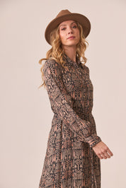 VESTIDO CAMISERO ESTAMPADO - BLACK
