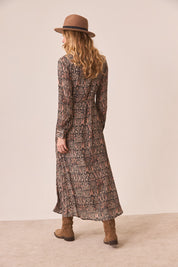 VESTIDO CAMISERO ESTAMPADO - BLACK