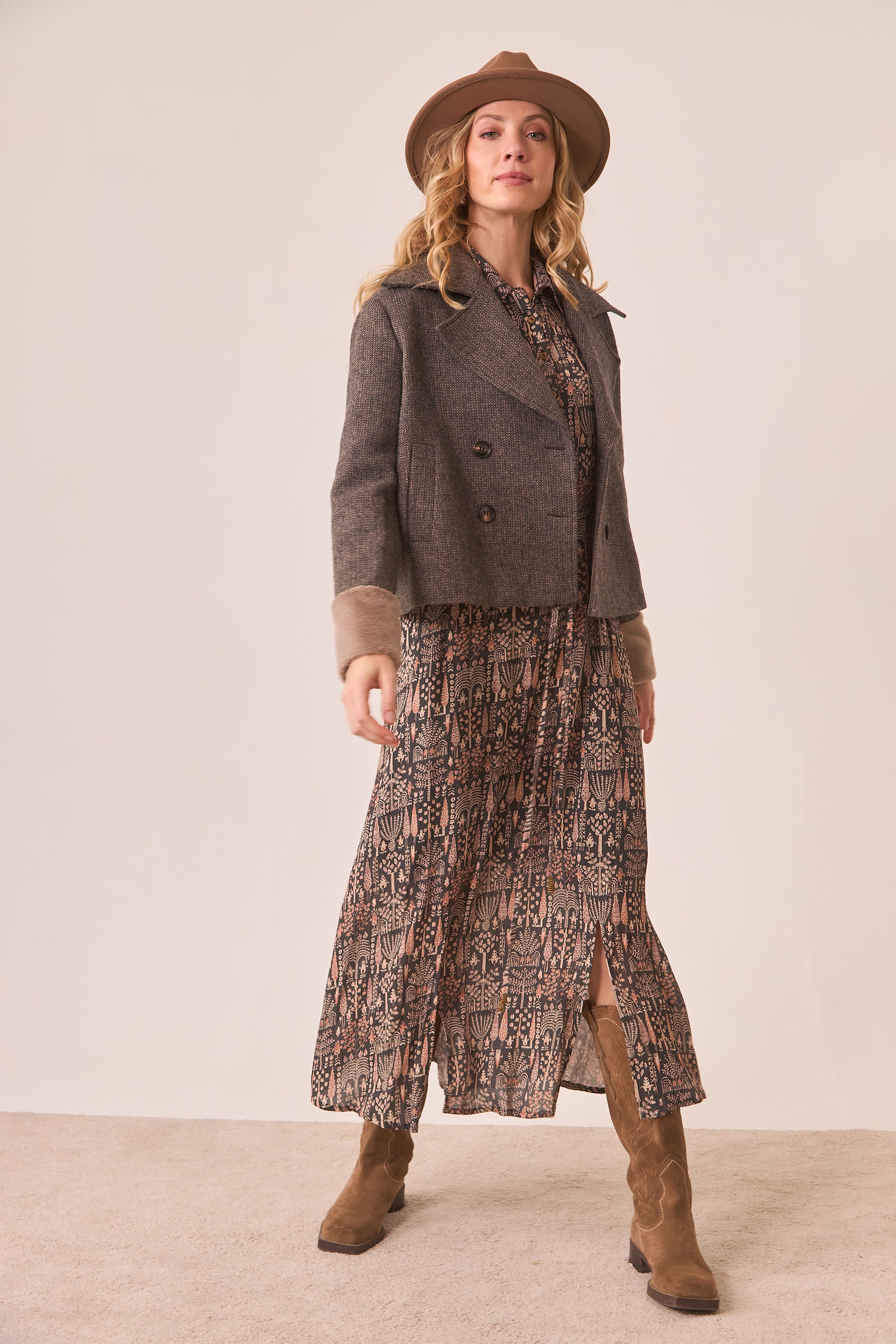 VESTIDO CAMISERO ESTAMPADO - BLACK