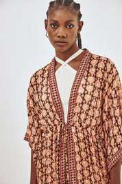 KIMONO LARGO ESTAMPADO - NEGRO