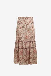 Floral and Embroidered Pareo Skirt - Pink