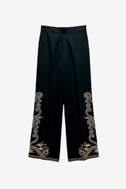 PANTALÓN BORDADOS CONTRASTE - NEGRO