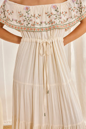 LONG DRESS WITH BOAT NECK - OFF-WHITE