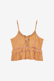 TOP DE TIRANTES ESTAMPADO BORDADO - OCRE