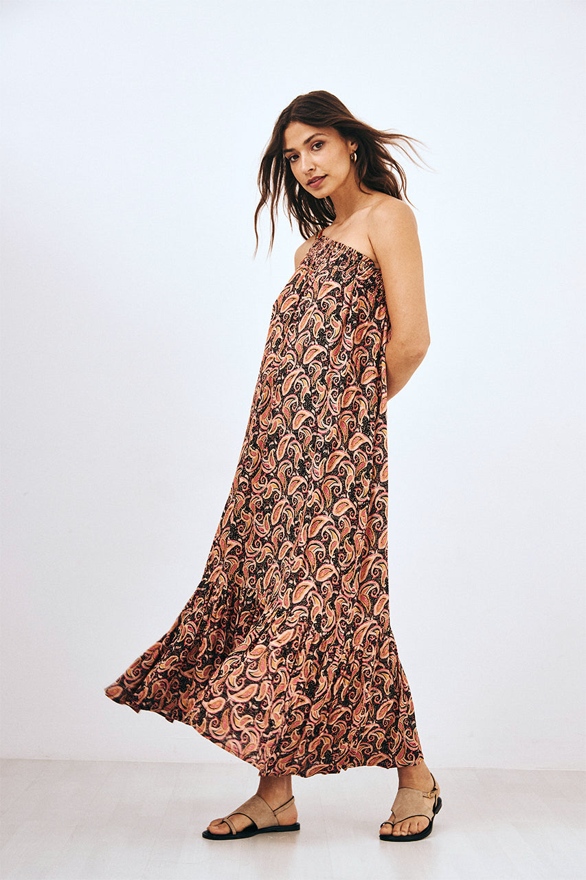 VESTIDO ASIMÉTRICO PEDRERÍA EN TIRANTE - NEGRO