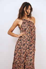 VESTIDO ASIMÉTRICO PEDRERÍA EN TIRANTE - NEGRO