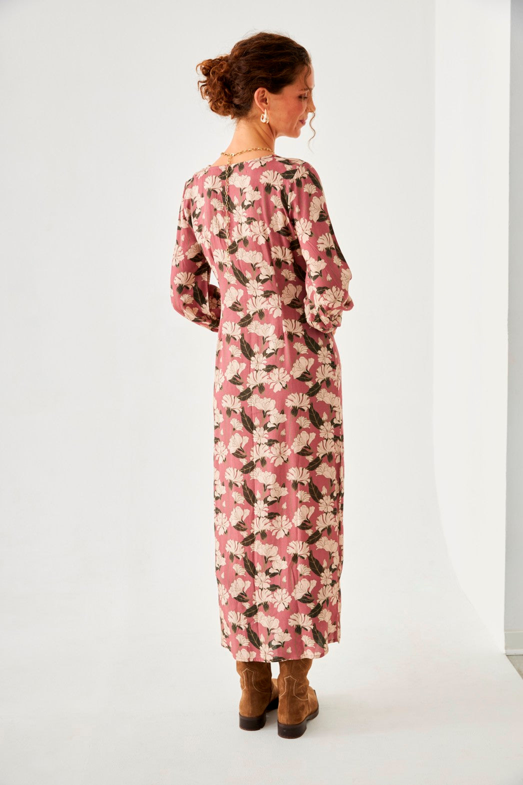 VESTIDO BOTONES FLORAL - PINK
