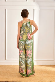 PANTALÓN PAISLEY FRANJAS LATERALES - VERDE