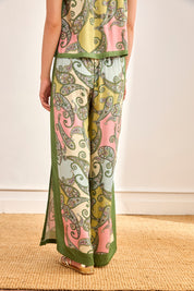 PANTALÓN PAISLEY FRANJAS LATERALES - VERDE