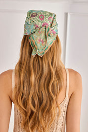 BOTANICAL PRINT SCARF - BLUE