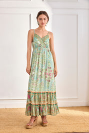 FLORAL DRESS WITH SEQUIN DETAIL - BLUE