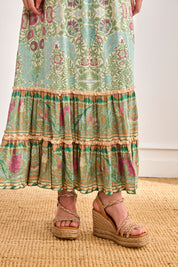 FLORAL DRESS WITH SEQUIN DETAIL - BLUE