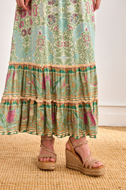 SANDALIAS CUÑAS ESPARTO TIRAS TRENZADAS STRASS - CAMEL