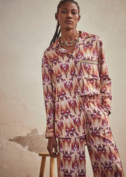PRINTED LONG SLEEVE SHIRT - WINE