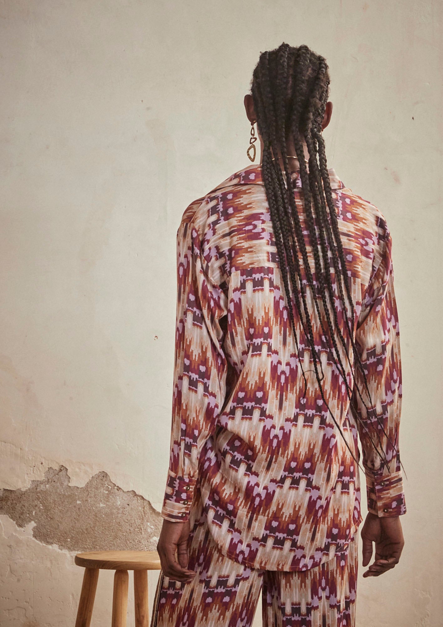 PRINTED LONG SLEEVE SHIRT - WINE