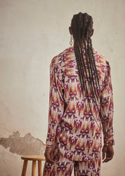 PRINTED LONG SLEEVE SHIRT - WINE