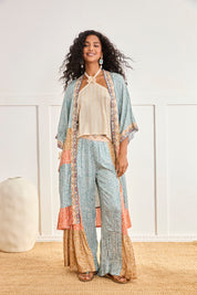 KIMONO ESTAMPADO FRANJAS - AZUL