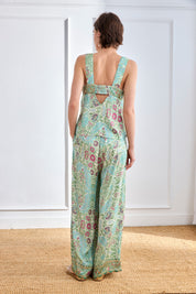 TOP FLORES DETALLE LENTEJUELAS - AZUL