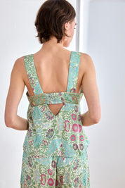 TOP FLORES DETALLE LENTEJUELAS - AZUL