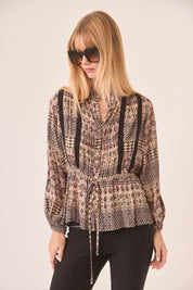 BLUSA MIX ESTAMPADOS Y FRANJAS - PEACH