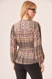 BLUSA MIX ESTAMPADOS Y FRANJAS - PEACH