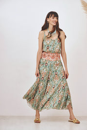 TOP DE TIRANTES ESTAMPADO BORDADO - TURQUESA