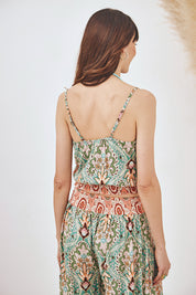 TOP DE TIRANTES ESTAMPADO BORDADO - TURQUESA