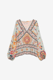 POSITIONAL PRINT BLOUSE - GREEN