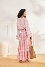 LONG FLORAL SKIRT - PINK