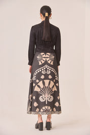 FALDA BICOLOR MOTIVOS FLORALES - BLACK