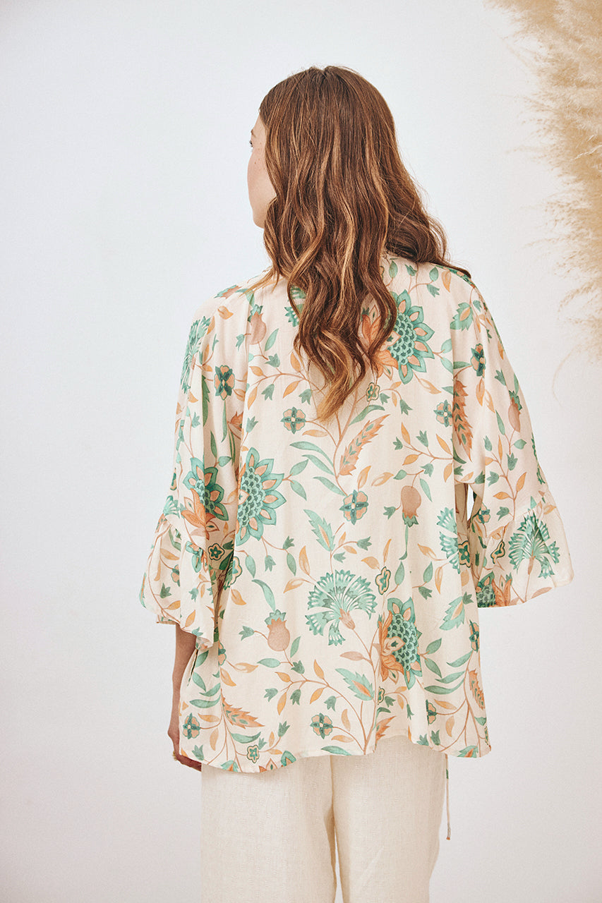 KIMONO ESTAMPADO BORDADO - CRUDO