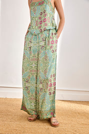Floral pleated trousers - Blue