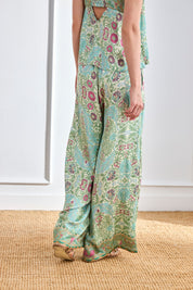 Floral pleated trousers - Blue