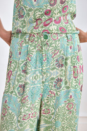 Floral pleated trousers - Blue