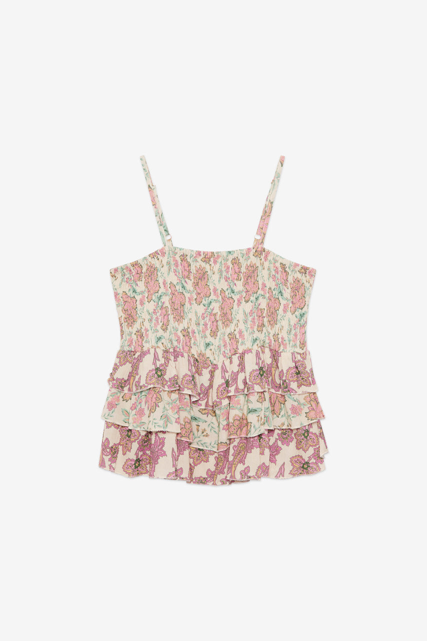 MIXED PRINT STRAP TOP - PINK