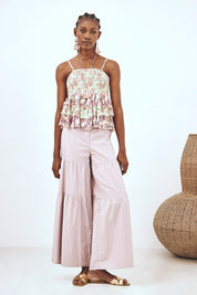 MIXED PRINT STRAP TOP - PINK