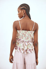 MIXED PRINT STRAP TOP - PINK