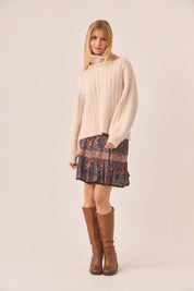 FALDA CORTA ESTAMPADA FLORES - BLUE