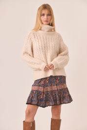 FALDA CORTA ESTAMPADA FLORES - BLUE
