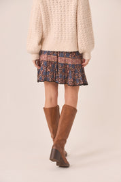 FALDA CORTA ESTAMPADA FLORES - BLUE