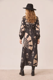 VESTIDO GRANDES MOTIVOS FLORALES - BLACK