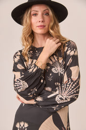 VESTIDO GRANDES MOTIVOS FLORALES - BLACK