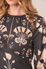 VESTIDO GRANDES MOTIVOS FLORALES - BLACK