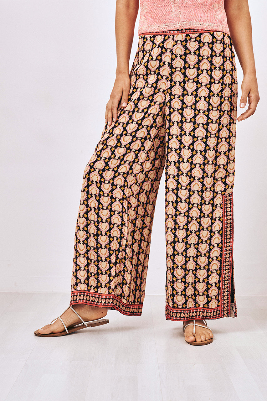 PANTALÓN FLUIDO ESTAMPADO - NEGRO